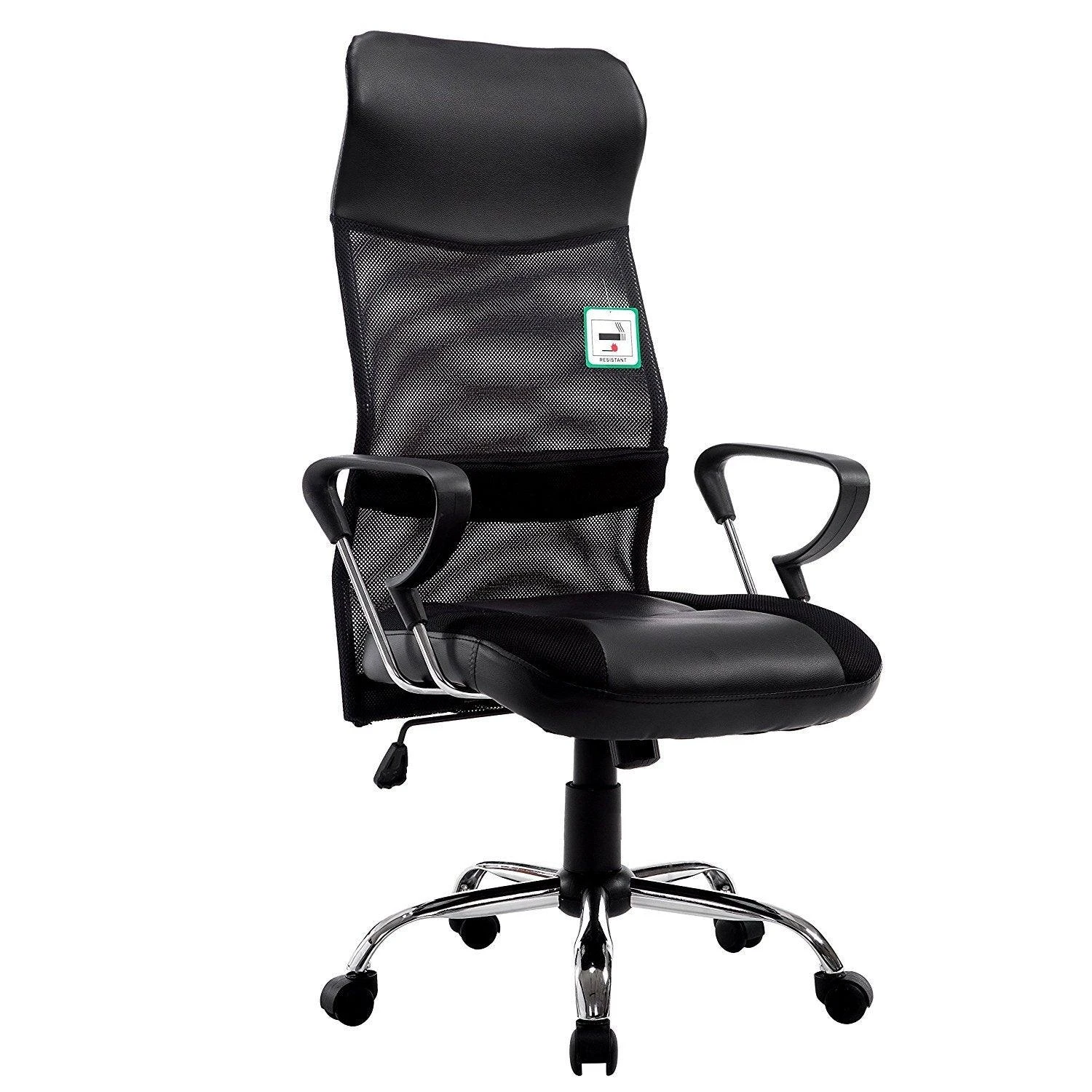 Sleek Design High Back Mesh Fabric Swivel Office Chair With Chrome Base, MO57 Black 3 Sleek Design High Back Mesh Fabric Swivel Office Chair With Chrome Base, MO57 Black