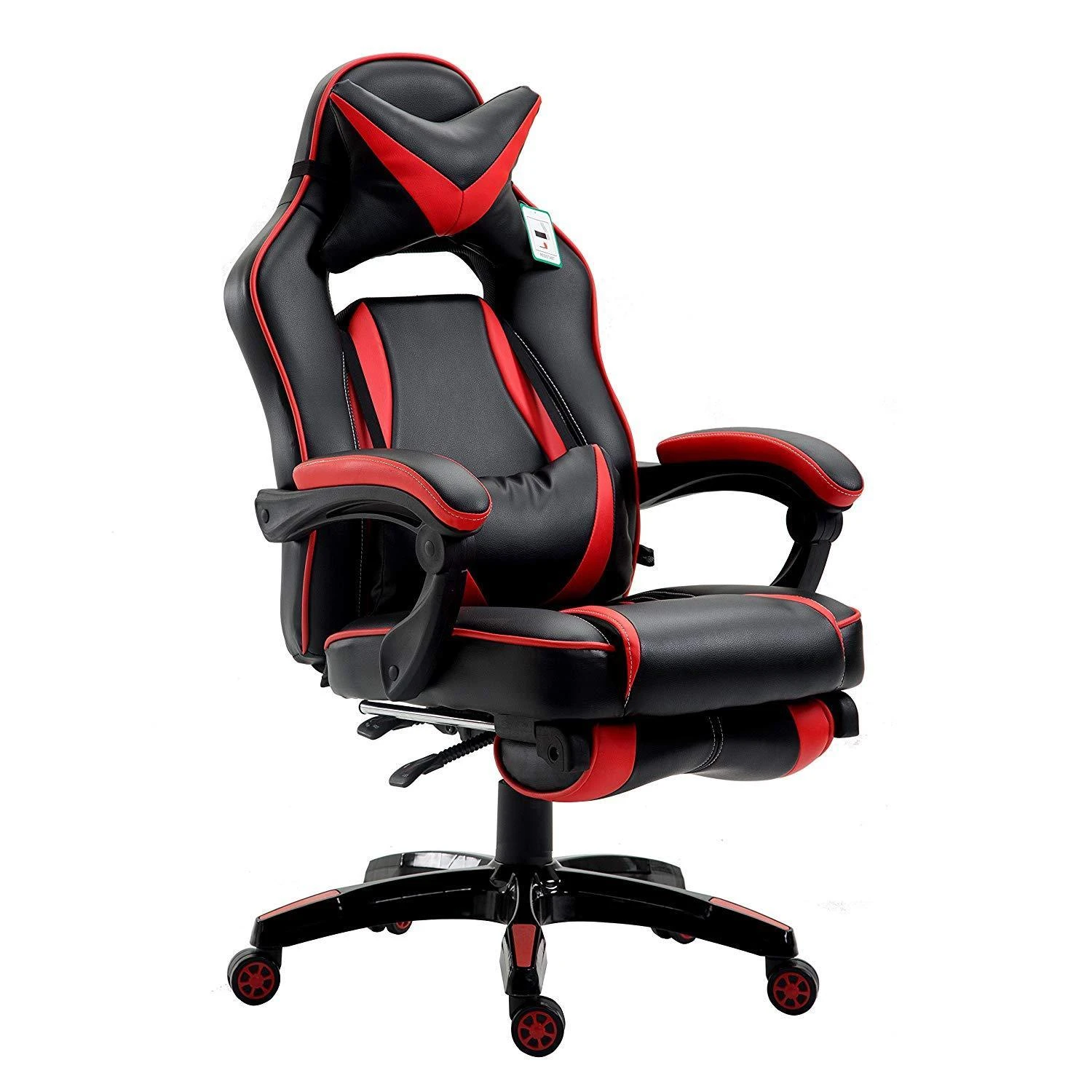 High Back Recliner Gaming Swivel Chair With Footrest & Adjustable Lumbar & Head Cushion, MR49 Black & Red 3 High Back Recliner Gaming Swivel Chair With Footrest & Adjustable Lumbar & Head Cushion, MR49 Black & Red