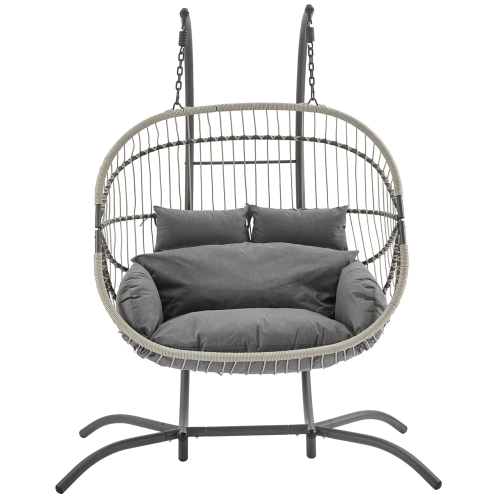 Harrington Rattan + Rope Indoor Outdoor DOUBLE Hanging Chair 6 Harrington Rattan + Rope Indoor Outdoor DOUBLE Hanging Chair - Image 4