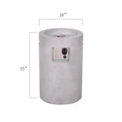 Real Concrete Cylinder 25" (63.5cm) Tall Patio Heater -FINZ Furniture Shop 20220219164608
