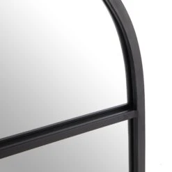 Portobello Arched Full Length Metal Frame Window Mirror 180 X 140 Cm, Black -FINZ Furniture Shop 2MIRR 280 BLACK detail1