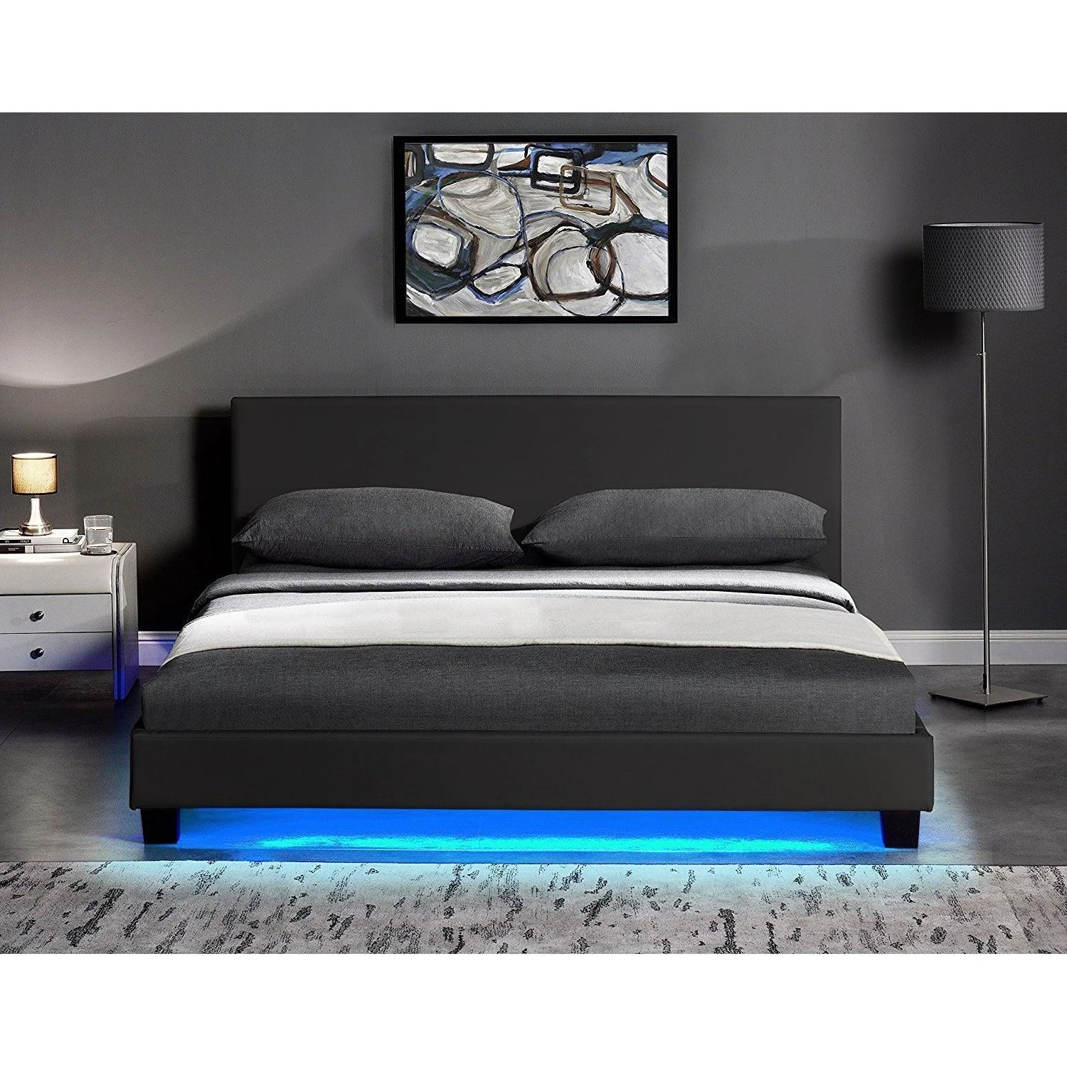 URSA Black PU Leather Bed Frame With LED On Footend 8 URSA Black PU Leather Bed Frame With LED On Footend - Image 6