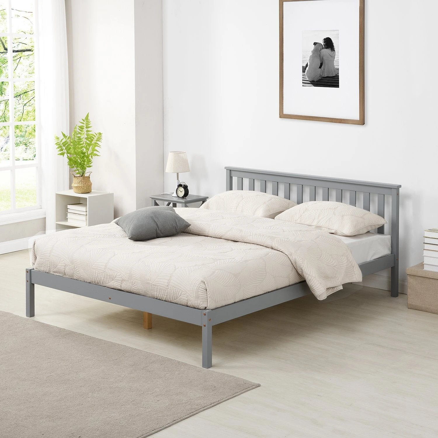 Linnelle Solid Wood Bed Frame In Grey 3 Linnelle Solid Wood Bed Frame In Grey