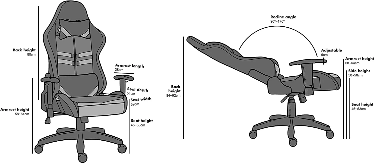 VIRIBUS X1 Office Gaming Chair With 12-Colour LED Light, Black 9 VIRIBUS X1 Office Gaming Chair With 12-Colour LED Light, Black - Image 7