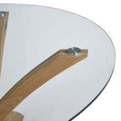 Lugano 110cm Round Glass Top Solid Oak Legs Dining Table -FINZ Furniture Shop 71eCpFc5ezL. SL1500