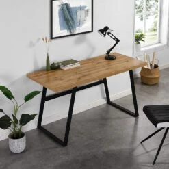 KLOTEN Oak Desk With Black Metal Legs -FINZ Furniture Shop 8126KDJd1 2BL. AC SL1500