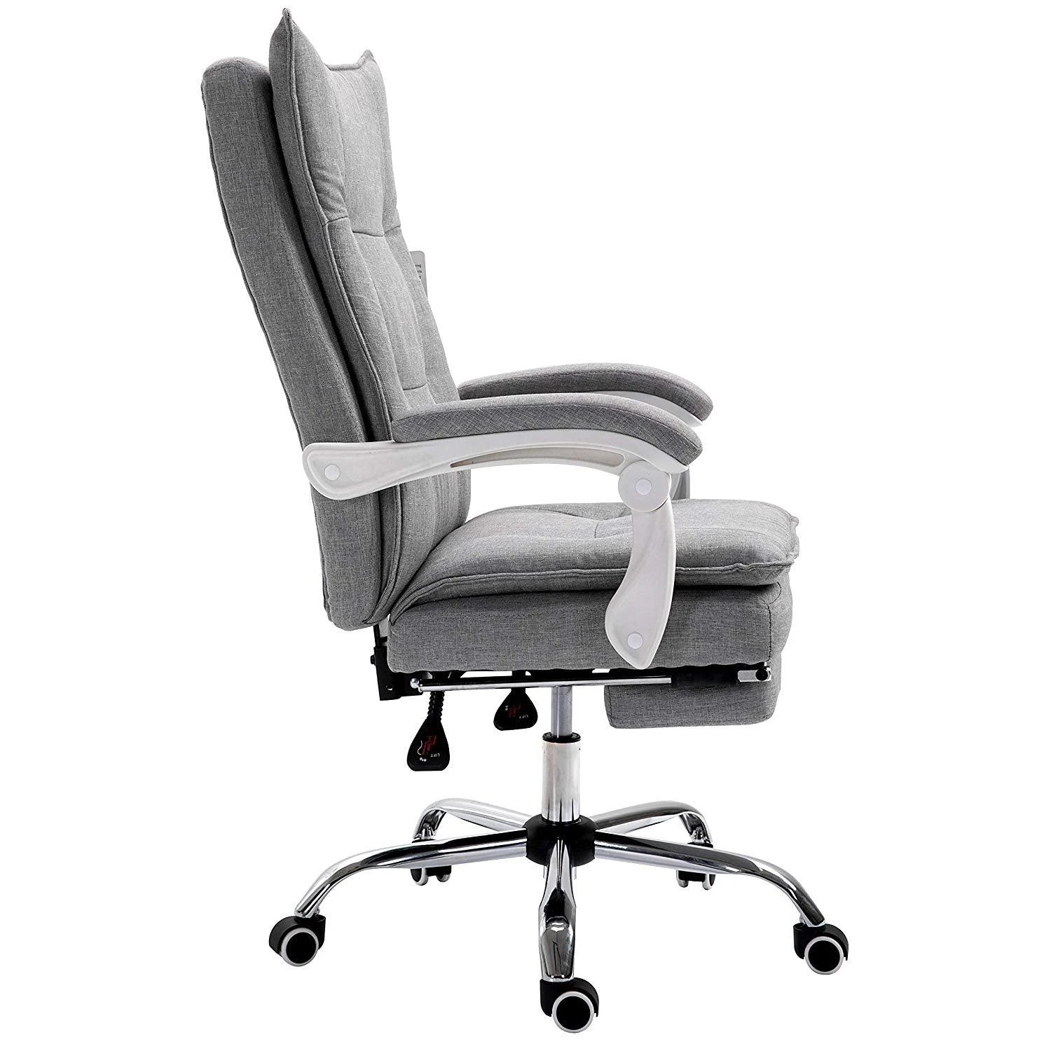 Executive Double Layer Padding Recline Office Desk Chair With Footrest, MR77 Grey Fabric 5 Executive Double Layer Padding Recline Office Desk Chair With Footrest, MR77 Grey Fabric - Image 3