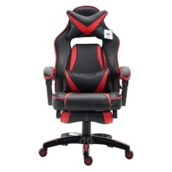 High Back Recliner Gaming Swivel Chair With Footrest & Adjustable Lumbar & Head Cushion, MR49 Black & Red 13 High Back Recliner Gaming Swivel Chair With Footrest & Adjustable Lumbar & Head Cushion, MR49 Black & Red -FINZ Furniture Shop 81EGOz 2BAjXL. SL1500