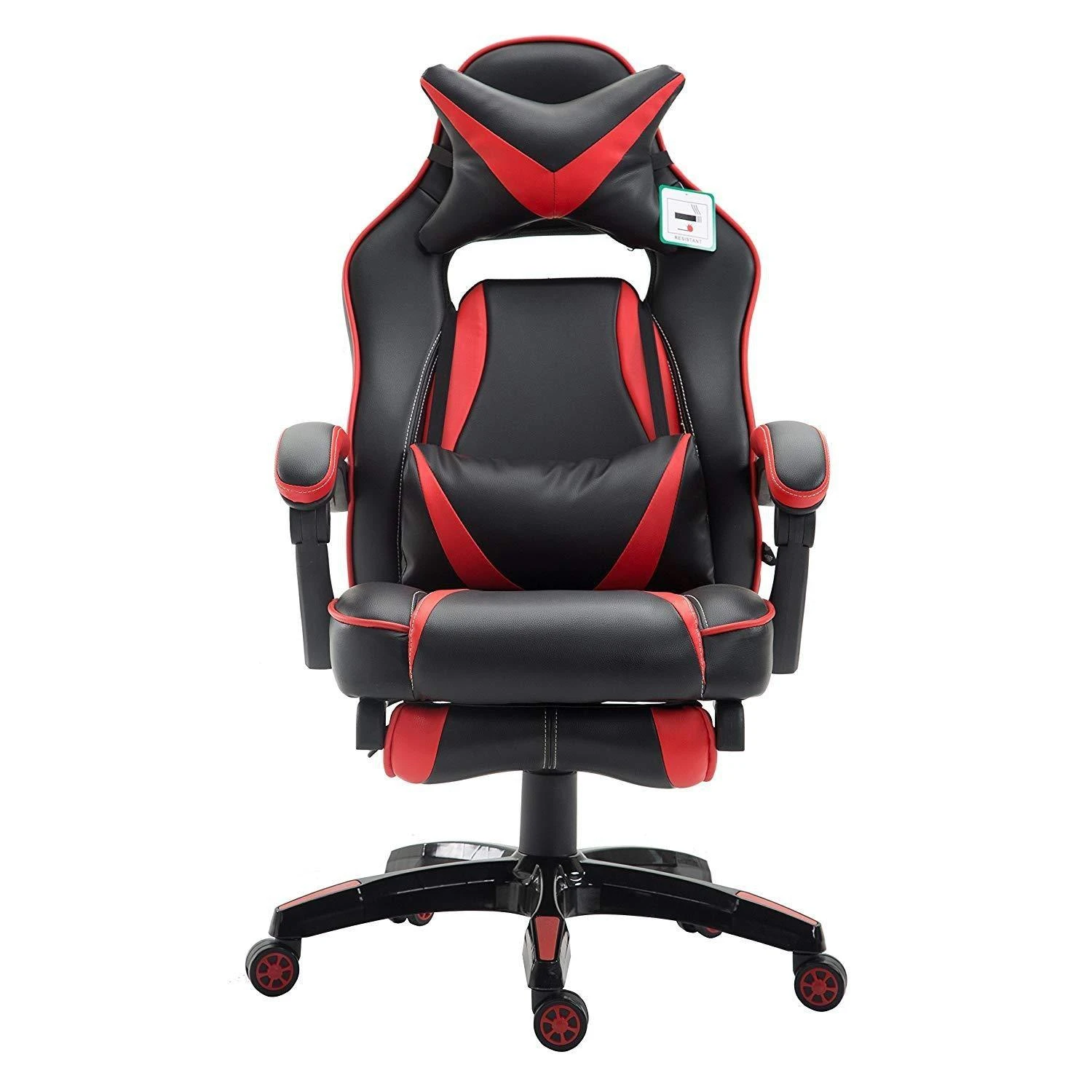 High Back Recliner Gaming Swivel Chair With Footrest & Adjustable Lumbar & Head Cushion, MR49 Black & Red 5 High Back Recliner Gaming Swivel Chair With Footrest & Adjustable Lumbar & Head Cushion, MR49 Black & Red - Image 3
