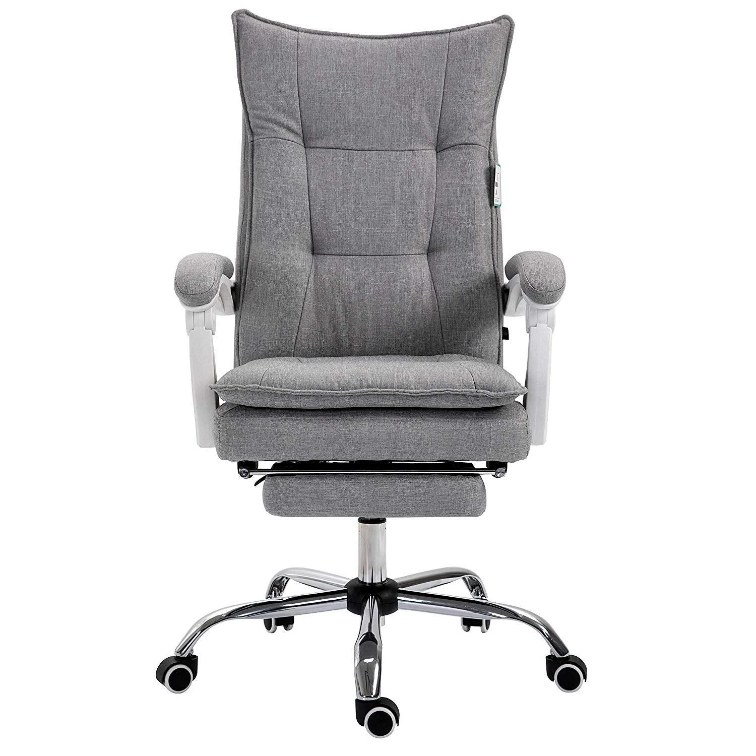 Executive Double Layer Padding Recline Office Desk Chair With Footrest, MR77 Grey Fabric 4 Executive Double Layer Padding Recline Office Desk Chair With Footrest, MR77 Grey Fabric - Image 2