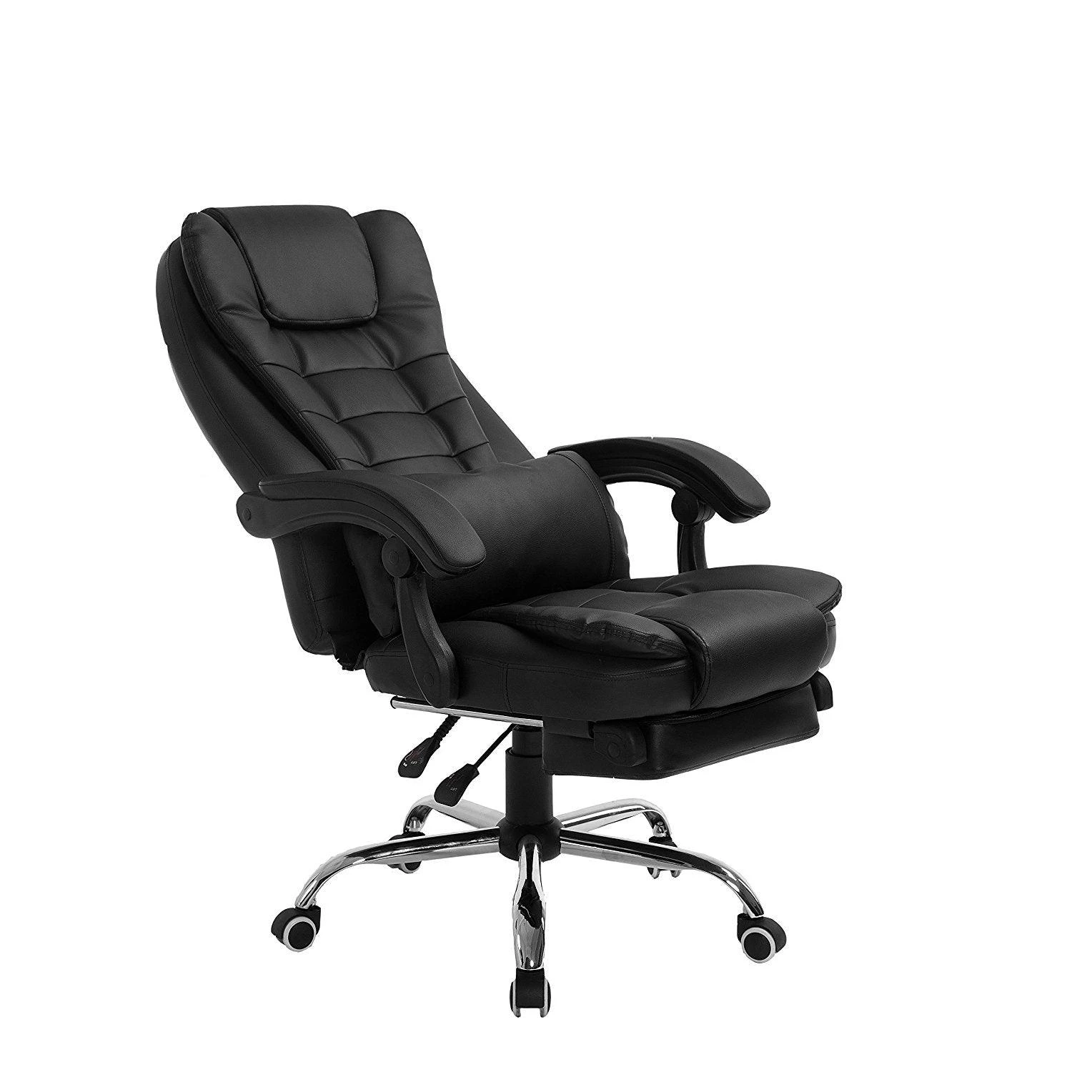 Luxury Extra Padded High Back Recline Faux Leather Relaxing Executive Chair With Footrest, MR34 Black 4 Luxury Extra Padded High Back Recline Faux Leather Relaxing Executive Chair With Footrest, MR34 Black - Image 2