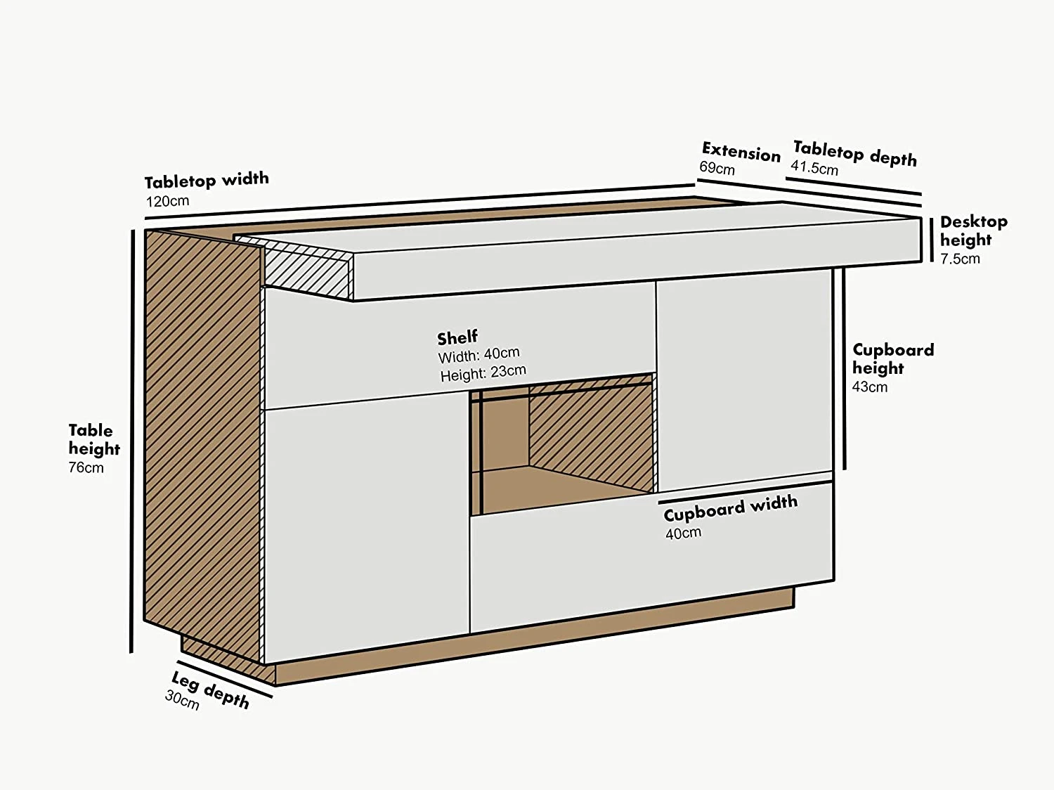 Yukon High Gloss White 2 In 1 Desk Or Sideboard With Extendable Top 5 Yukon High Gloss White 2 In 1 Desk Or Sideboard With Extendable Top - Image 3