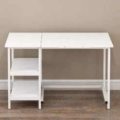 Atelier Adjustable Desk With Shelves In White -FINZ Furniture Shop 81RmZoGKgeL. SL1500