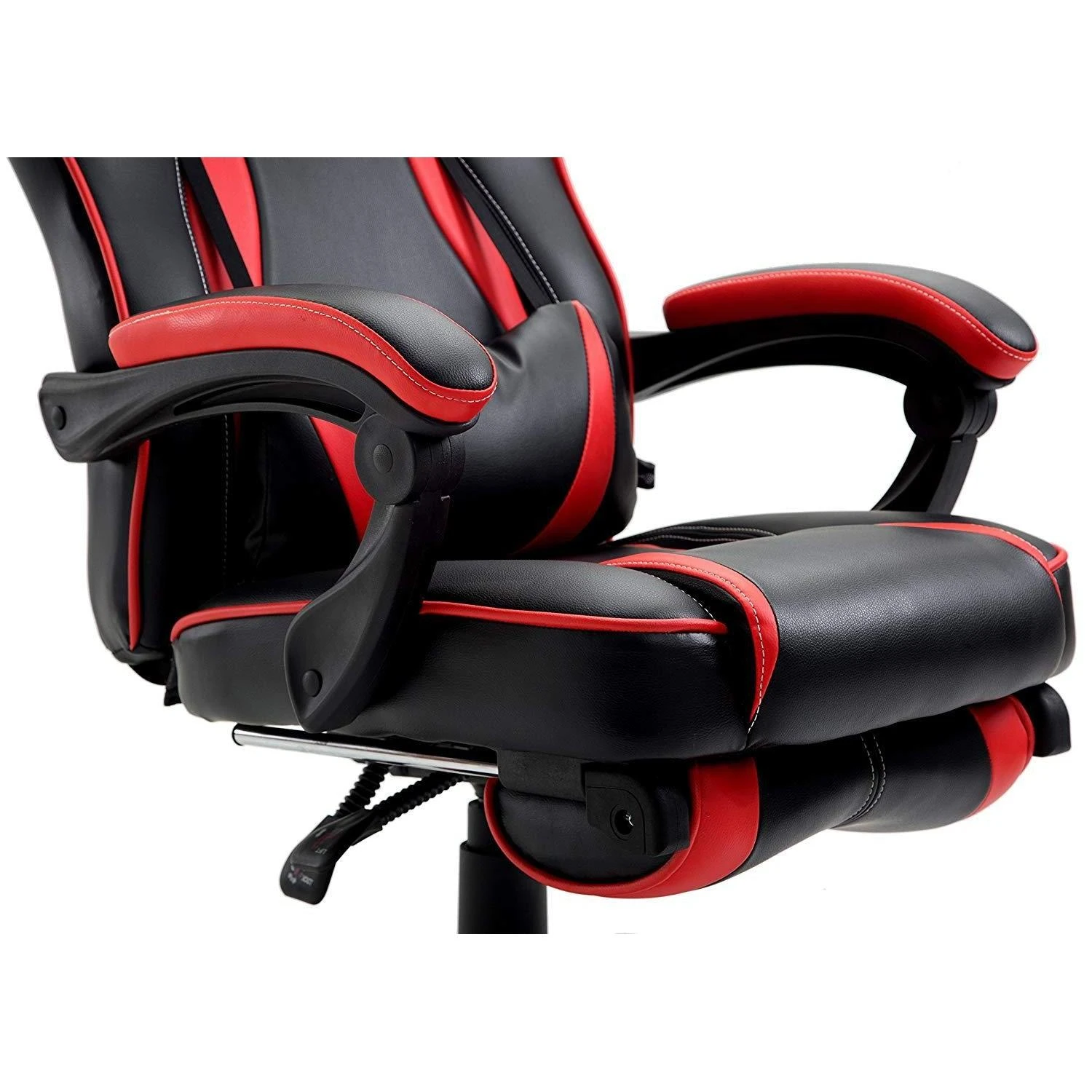 High Back Recliner Gaming Swivel Chair With Footrest & Adjustable Lumbar & Head Cushion, MR49 Black & Red 9 High Back Recliner Gaming Swivel Chair With Footrest & Adjustable Lumbar & Head Cushion, MR49 Black & Red - Image 7