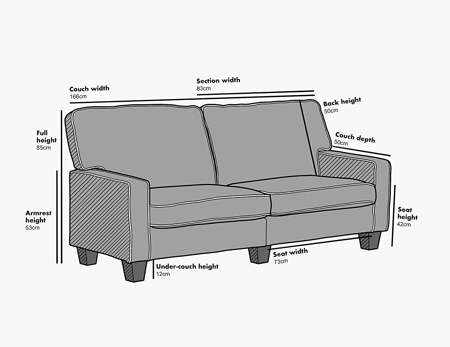 Sherbrook 3 Seater Fabric Sofa With Contrasting Trim In Light Grey Fabric 7 Sherbrook 3 Seater Fabric Sofa With Contrasting Trim In Light Grey Fabric - Image 5