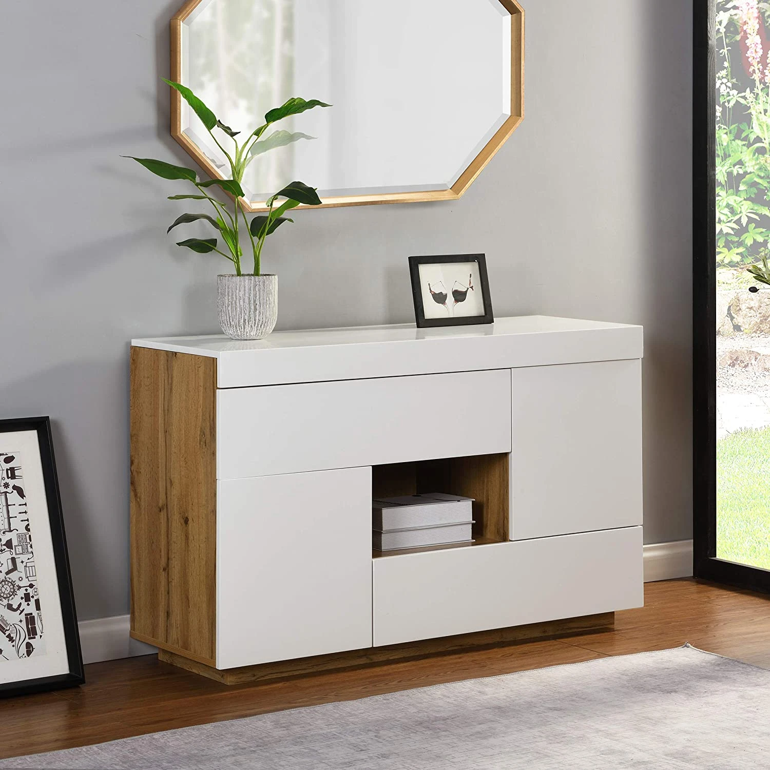 Yukon High Gloss White 2 In 1 Desk Or Sideboard With Extendable Top 4 Yukon High Gloss White 2 In 1 Desk Or Sideboard With Extendable Top - Image 2