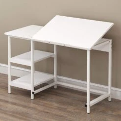 Atelier Adjustable Desk With Shelves In White -FINZ Furniture Shop 81mg6aH2FUL. SL1500