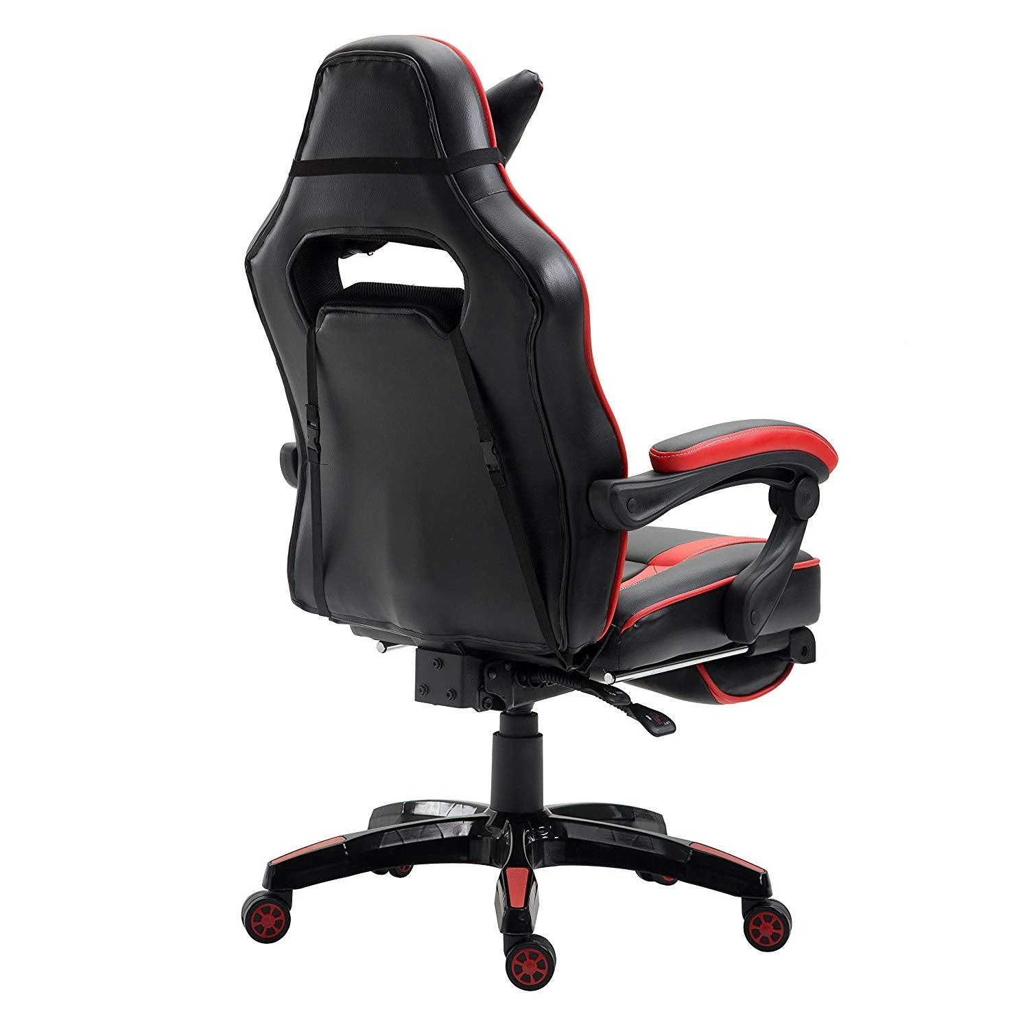High Back Recliner Gaming Swivel Chair With Footrest & Adjustable Lumbar & Head Cushion, MR49 Black & Red 8 High Back Recliner Gaming Swivel Chair With Footrest & Adjustable Lumbar & Head Cushion, MR49 Black & Red - Image 6