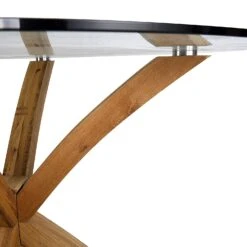 Lugano 110cm Round Glass Top Solid Oak Legs Dining Table -FINZ Furniture Shop 81tB79pq pL. SL1500
