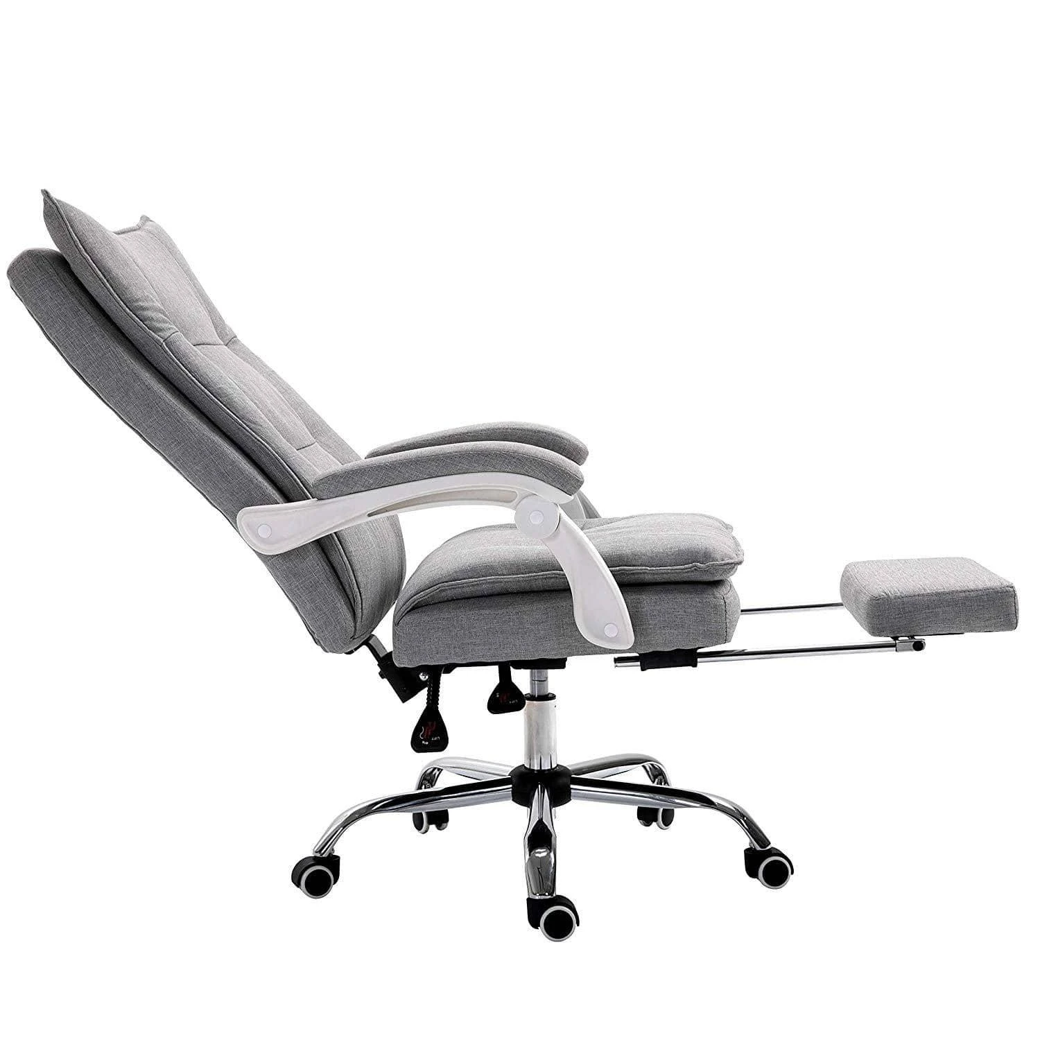Executive Double Layer Padding Recline Office Desk Chair With Footrest, MR77 Grey Fabric 8 Executive Double Layer Padding Recline Office Desk Chair With Footrest, MR77 Grey Fabric - Image 6