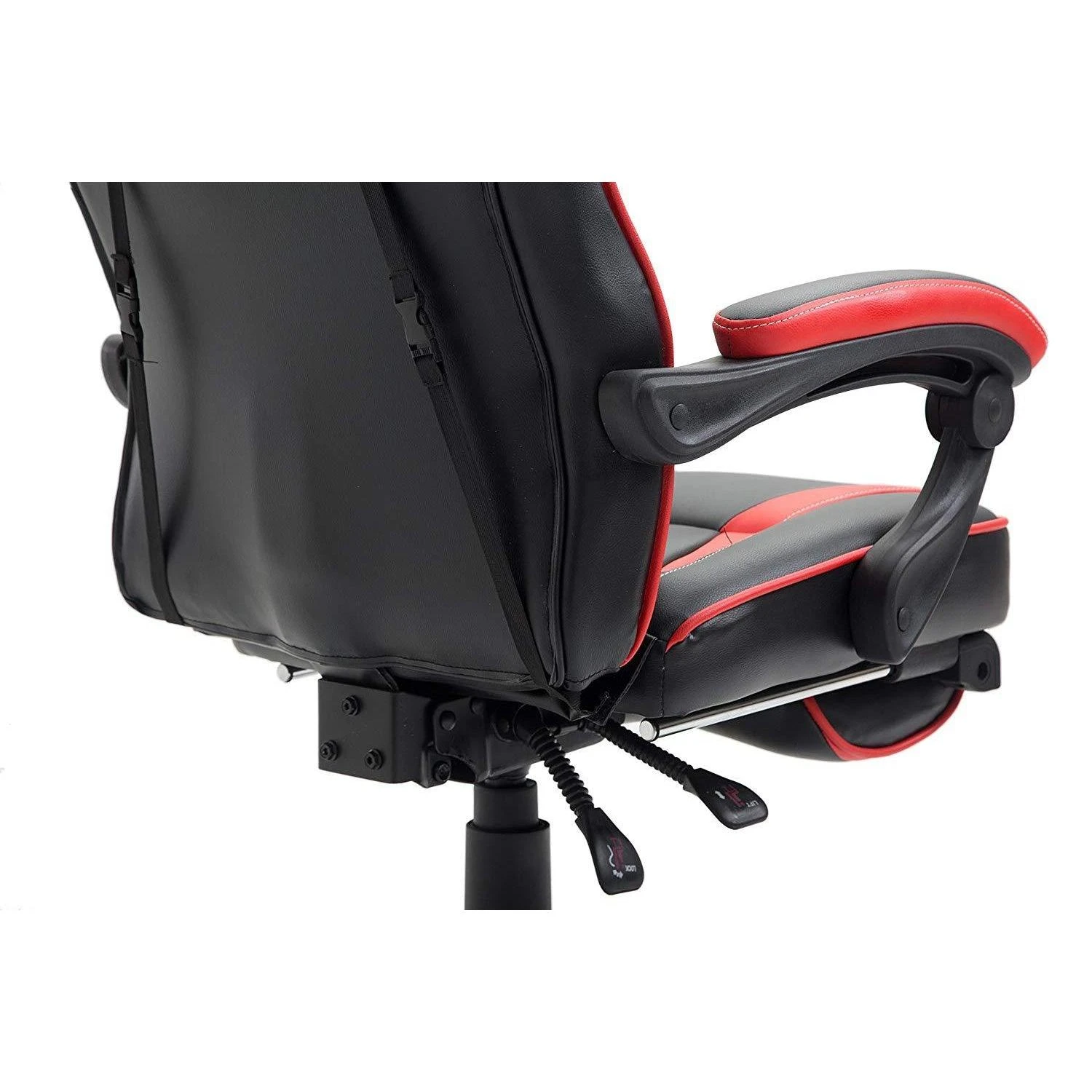 High Back Recliner Gaming Swivel Chair With Footrest & Adjustable Lumbar & Head Cushion, MR49 Black & Red 10 High Back Recliner Gaming Swivel Chair With Footrest & Adjustable Lumbar & Head Cushion, MR49 Black & Red - Image 8