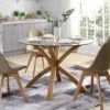 Lugano 110cm Round Glass Top Solid Oak Legs Dining Table 1 Lugano 110cm Round Glass Top Solid Oak Legs Dining Table -FINZ Furniture Shop 91BsGftS 2BQL. SL1500