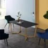 SIERRE 6 Seater Dark Oak Dining Table With Geometric Metal Legs -FINZ Furniture Shop 91G9aNttW9L. SL1500