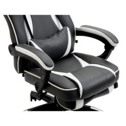 High Back Recliner Gaming Swivel Chair With Footrest & Adjustable Lumbar & Head Cushion, MR49 Black & White 18 High Back Recliner Gaming Swivel Chair With Footrest & Adjustable Lumbar & Head Cushion, MR49 Black & White -FINZ Furniture Shop 91Il1WTNpEL. SL1500