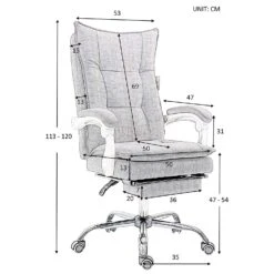 Executive Double Layer Padding Recline Office Desk Chair With Footrest, MR77 Grey Fabric 19 Executive Double Layer Padding Recline Office Desk Chair With Footrest, MR77 Grey Fabric -FINZ Furniture Shop 91JNOJV03EL. SL1500