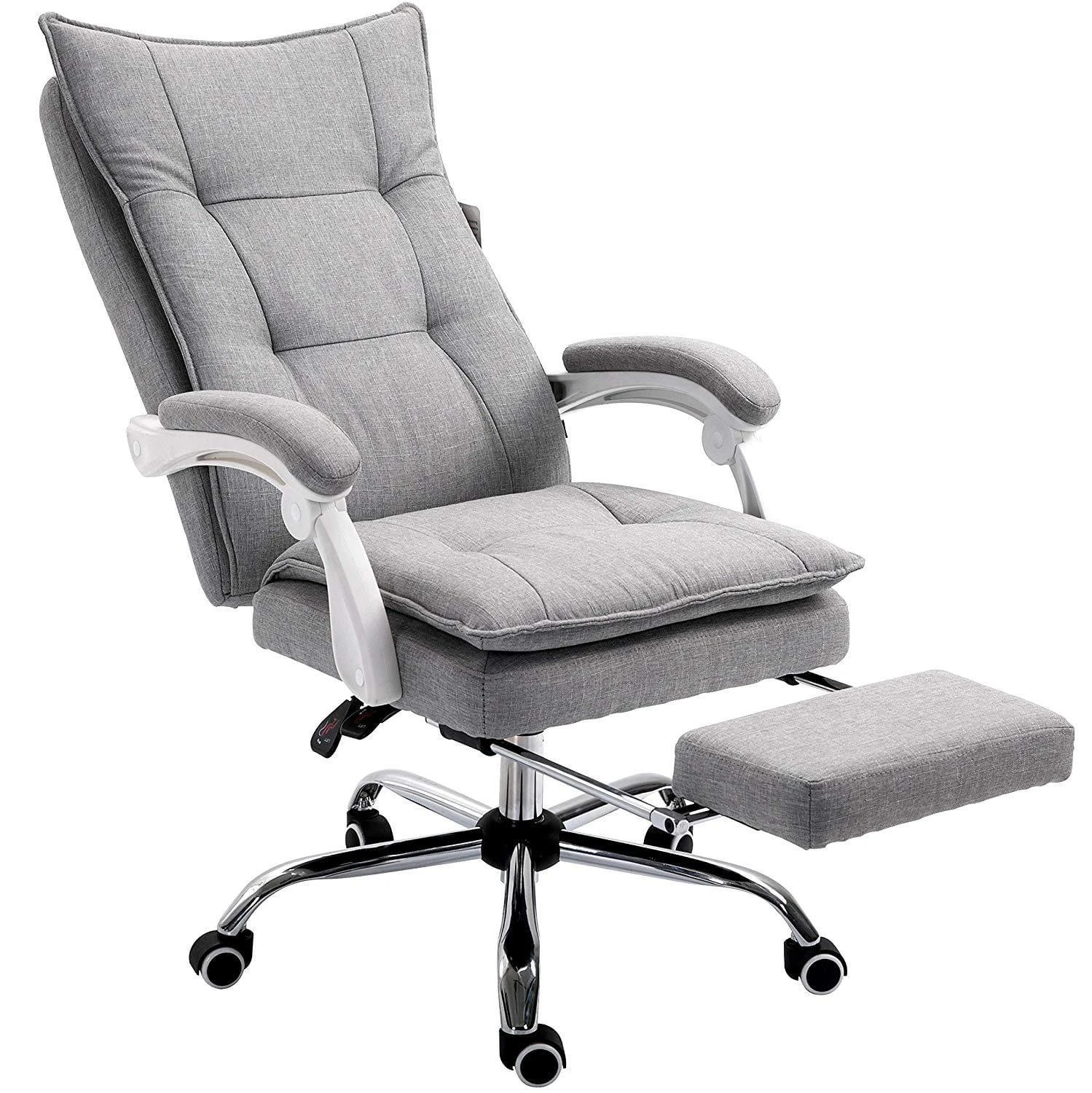 Executive Double Layer Padding Recline Office Desk Chair With Footrest, MR77 Grey Fabric 6 Executive Double Layer Padding Recline Office Desk Chair With Footrest, MR77 Grey Fabric - Image 4