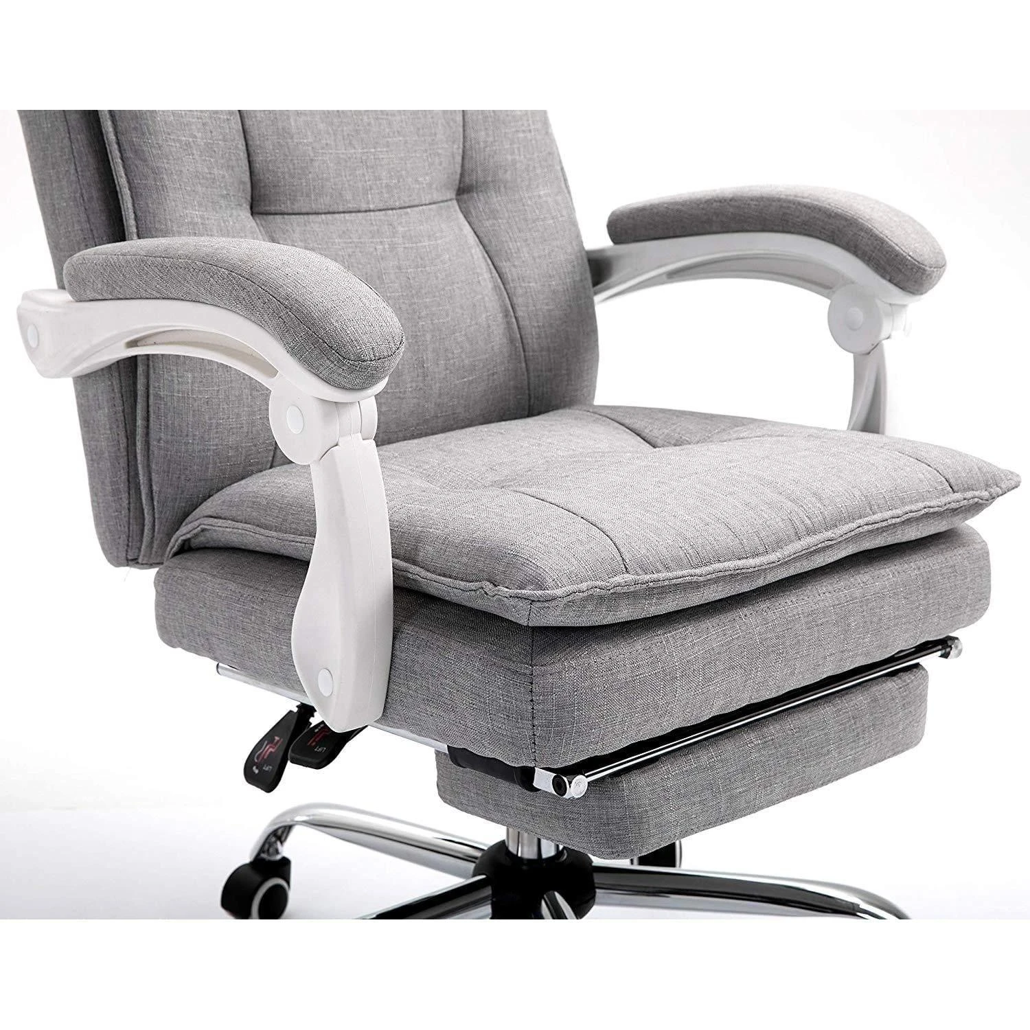 Executive Double Layer Padding Recline Office Desk Chair With Footrest, MR77 Grey Fabric 10 Executive Double Layer Padding Recline Office Desk Chair With Footrest, MR77 Grey Fabric - Image 8