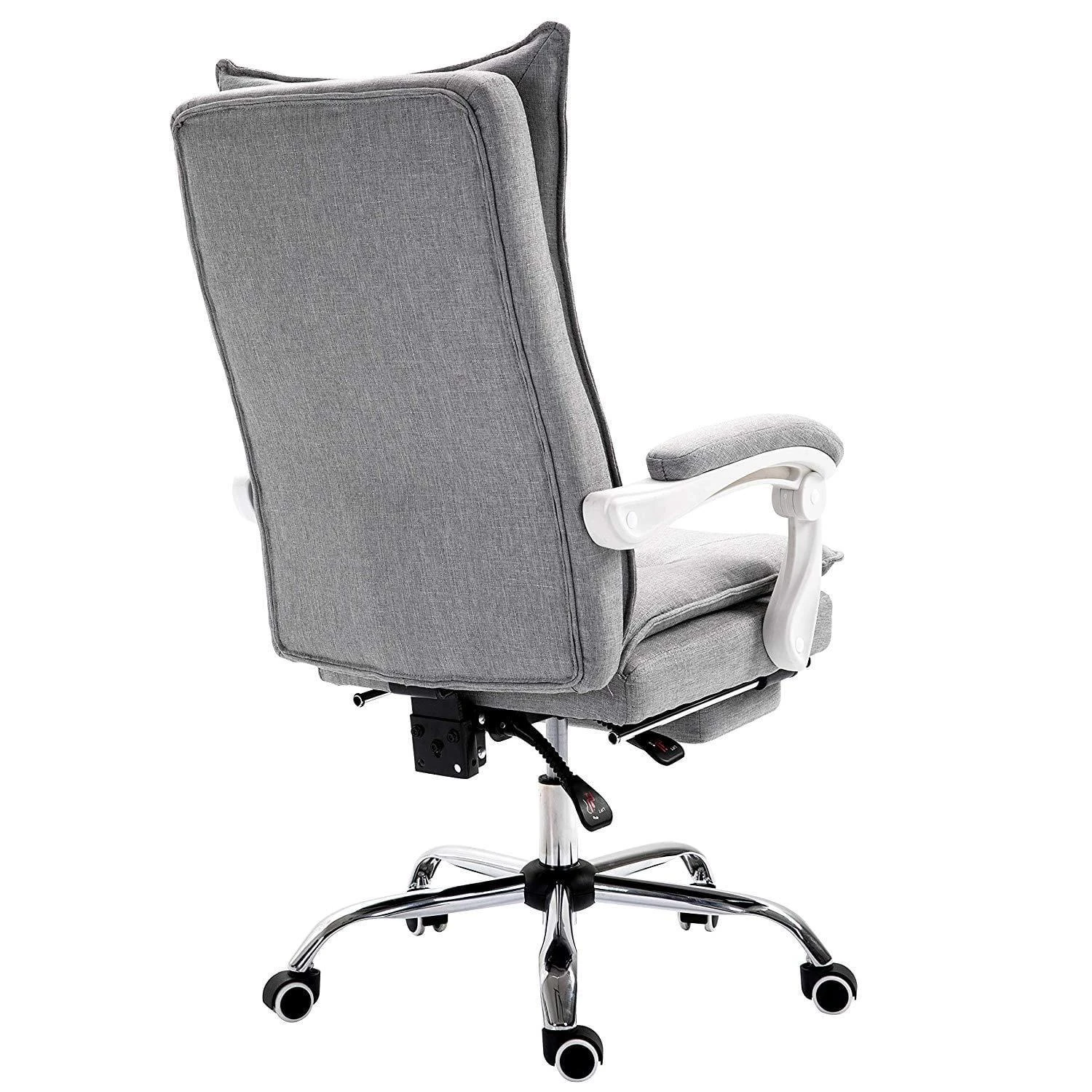 Executive Double Layer Padding Recline Office Desk Chair With Footrest, MR77 Grey Fabric 7 Executive Double Layer Padding Recline Office Desk Chair With Footrest, MR77 Grey Fabric - Image 5