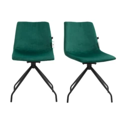 Florian Pair Of Velvet Effect Microfibre Dining Chairs In Green