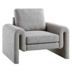 Hampstead Grey Boucle Curved Armchair 17 Hampstead Grey Boucle Curved Armchair -FINZ Furniture Shop ACH 2161 GREY BOUCLE WB2