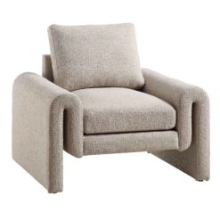 Hampstead Taupe Boucle Curved Armchair -FINZ Furniture Shop ACH 2161 TAUPE BOUCLE WB1