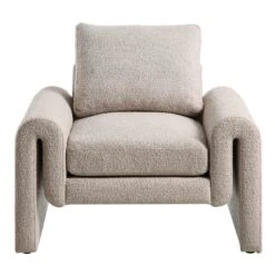 Hampstead Taupe Boucle Curved Armchair -FINZ Furniture Shop ACH 2161 TAUPE BOUCLE WB2
