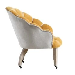 Barnard Scalloped Clam Chair, Mustard Chenille -FINZ Furniture Shop ACH 2163 MUSTARD CHENILLE WB3