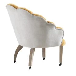 Barnard Scalloped Clam Chair, Mustard Chenille -FINZ Furniture Shop ACH 2163 MUSTARD CHENILLE WB4