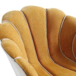 Barnard Scalloped Clam Chair, Mustard Chenille -FINZ Furniture Shop ACH 2163 MUSTARD CHENILLE detail1