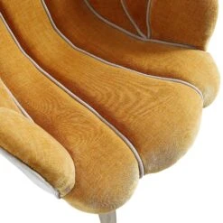 Barnard Scalloped Clam Chair, Mustard Chenille -FINZ Furniture Shop ACH 2163 MUSTARD CHENILLE detail2