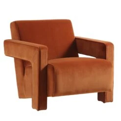 Brompton Sculptural Armchair, Rust Velvet 19 Brompton Sculptural Armchair, Rust Velvet -FINZ Furniture Shop ACH 2173 RUST VEL WB1