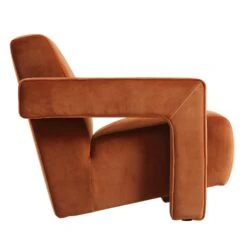 Brompton Sculptural Armchair, Rust Velvet 20 Brompton Sculptural Armchair, Rust Velvet -FINZ Furniture Shop ACH 2173 RUST VEL WB3