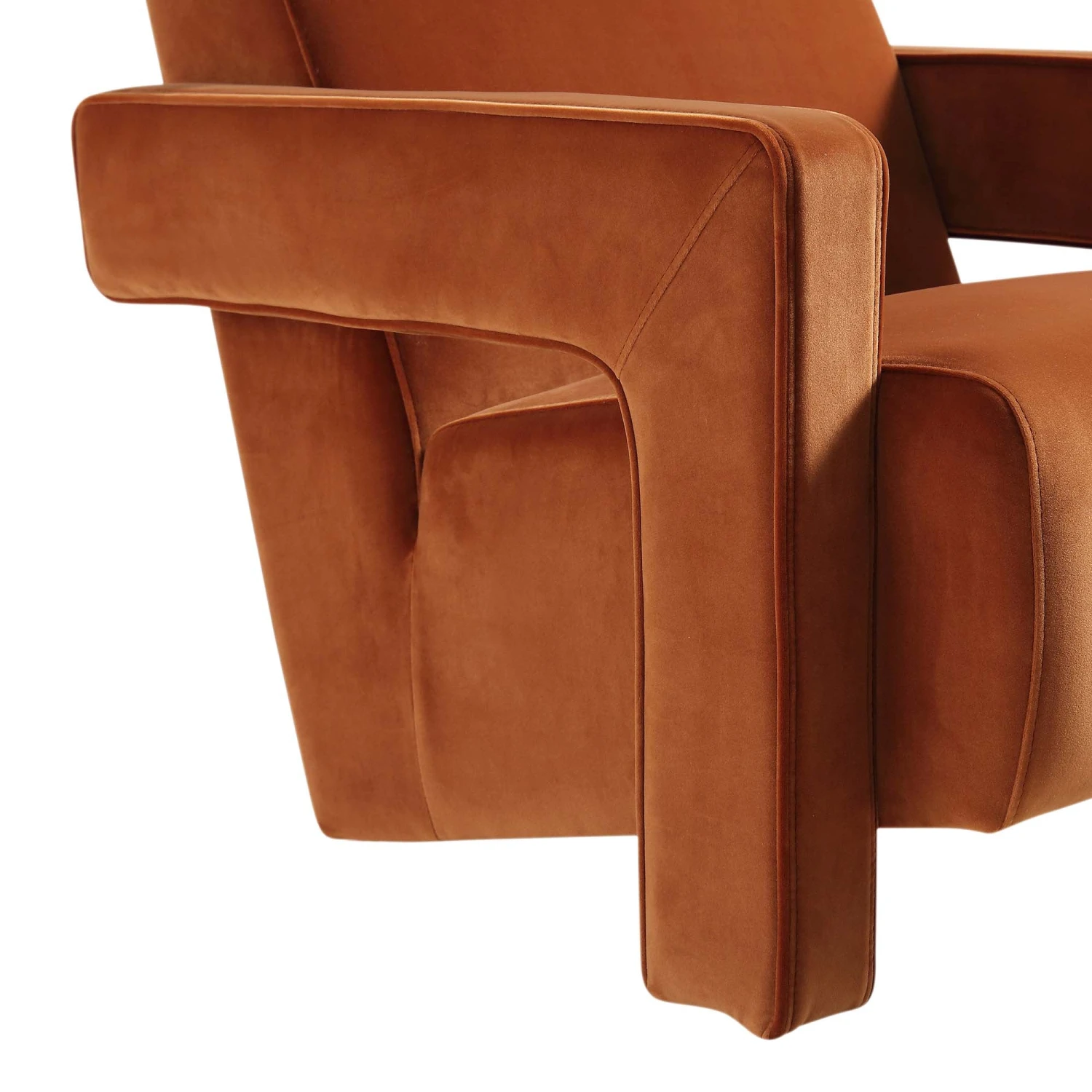Brompton Sculptural Armchair, Rust Velvet 11 Brompton Sculptural Armchair, Rust Velvet - Image 9