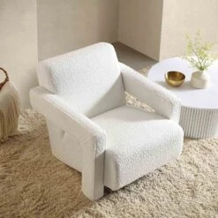 Brompton Sculptural Armchair, White Boucle 16 Brompton Sculptural Armchair, White Boucle -FINZ Furniture Shop ACH 2173 WHITE BOUCLE scene2