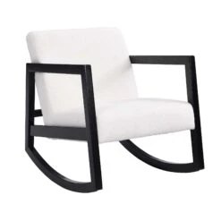 Fyne Ecru Boucle Rocking Armchair, Black Frame -FINZ Furniture Shop ACH 38 ECRU BLACK WB1