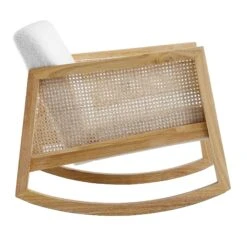 Fyne Ecru Boucle Rocking Armchair With Rattan Armrests 18 Fyne Ecru Boucle Rocking Armchair With Rattan Armrests -FINZ Furniture Shop ACH 40 ECRU NAT WB3