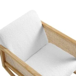 Fyne Ecru Boucle Rocking Armchair With Rattan Armrests 20 Fyne Ecru Boucle Rocking Armchair With Rattan Armrests -FINZ Furniture Shop ACH 40 ECRU NAT detail1