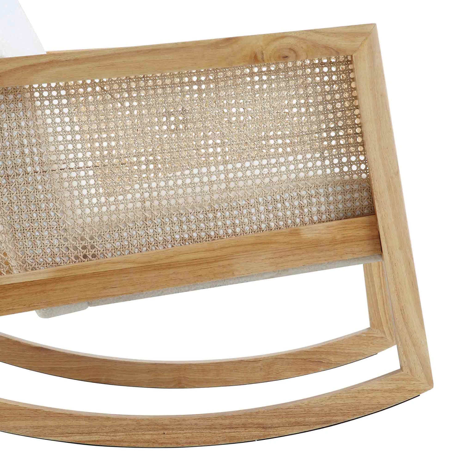 Fyne Ecru Boucle Rocking Armchair With Rattan Armrests 13 Fyne Ecru Boucle Rocking Armchair With Rattan Armrests - Image 11