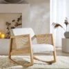 Fyne Ecru Boucle Rocking Armchair With Rattan Armrests 1 Fyne Ecru Boucle Rocking Armchair With Rattan Armrests -FINZ Furniture Shop ACH 40 ECRU NAT main