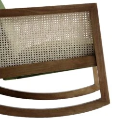 Fyne Moss Green Velvet Rocking Armchair With Rattan Armrests 23 Fyne Moss Green Velvet Rocking Armchair With Rattan Armrests -FINZ Furniture Shop ACH 40 GREEN WALN detail4